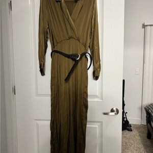 Zara Olive Long Sleeve Dress with Belt